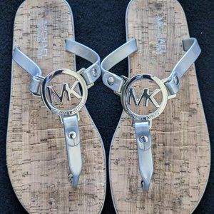 Michael Kors Silver Sandals/Flip Flops - Size 7
